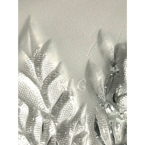 Vintage KIG Crystal Frosted Rose Embossed Glass 8.5” Serving Plate Floral Design - Picture 5 of 7